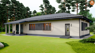 Одноэтажный дом из газобетона с гаражом - 166 м2