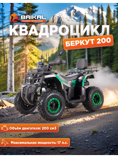 Квадроцикл BAIKAL БЕРКУТ 200 зеленый
