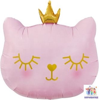 Шар (26&#039;&#039;/66 см) Фигура, Котенок Принцесса, Розовый ( шар + гелий + лента) Кот/ Кошка
