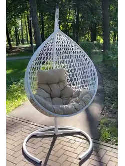 Подвесное кресло-кокон ЛАУРА Montblanc (Монблан) белый + каркас