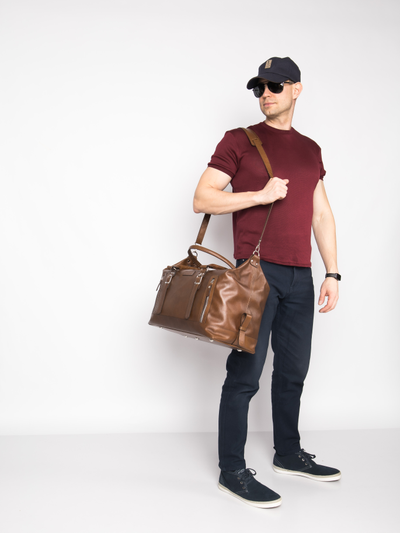 Кожаная дорожная сумка Bergamo Premium brown (арт. 4048-63)