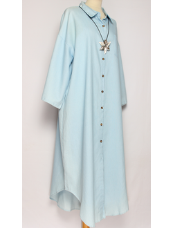 ПЛАТЬЕ БОХО ДЖИНСОВОЕ "ДЕКОЛЬТЕ СЗАДИ" голубое р.44-52