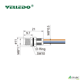 Монтажный разъем VELLEDQ FLQ-M8-M04(M8)-0.2