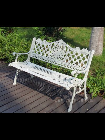 Скамья садовая белая из литого алюминия RIO