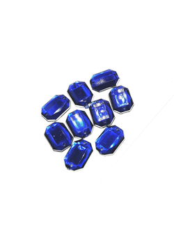 Стразы акриловые пришивные прямоугольник 10*14 мм, цвет синий 07