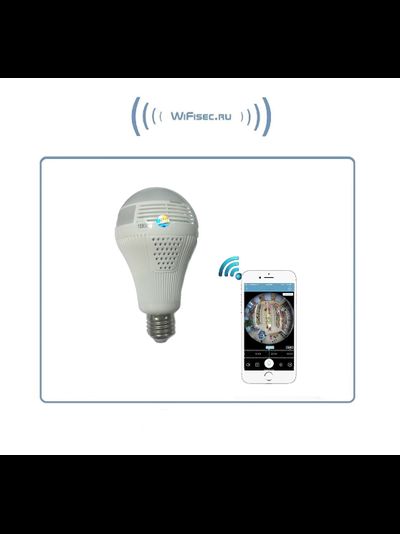 Wi-Fi видеоняня/Панорамная WiFi видеокамера в корпусе лампы накаливания с DVR (iCSee), Full HD