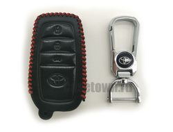 Красный чехол на ключ тойота камри v55 "classic"
