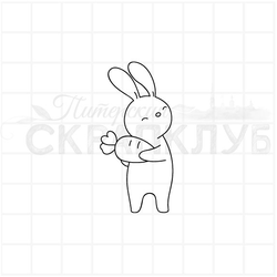 Штамп зайчик с морковкой в лапах