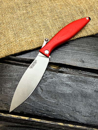 Фрикционный складной нож Канадец Большой сталь VG-10, рукоять красный G10
