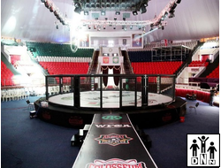 Арена для ММА с круглой боевой зоной диаметр 9 м. на круглом подиуме диаметр 11 м.высота 1 м.