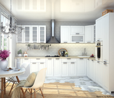 Прага модульная кухня Белое дерево