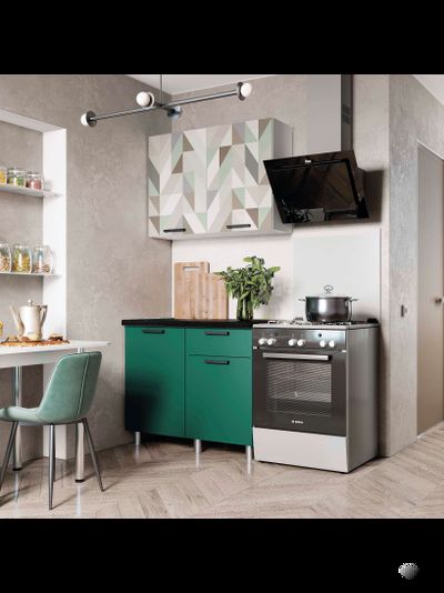 Ева 1 м кухонный гарнитур Геометрия/М07(Зеленый лес)