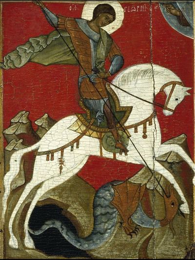 Купить греющую картину с фото репродукции чудо Георгия о Змие  2