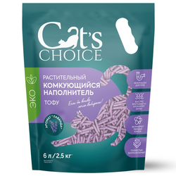 Cat's choice (Кэтс чойс) Растительный комкующийся наполнитель тофу с ароматом лаванды, 6л/2,5 кг