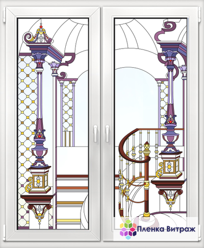 Витражная пленка, витражная пленка самоклеющаяся под заказ,пленочный витраж с классическим рисунком