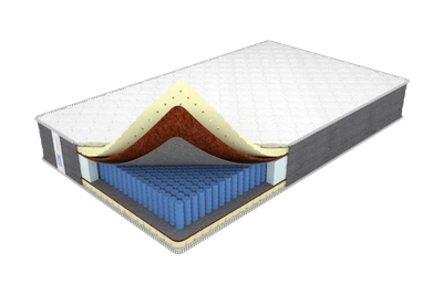 Ортопедический матрас, на усиленном пружинном блоке, с высоким ортопедическим эффектом,  с наполнителем из латекса и кокосовой койры - Премиум Триумф