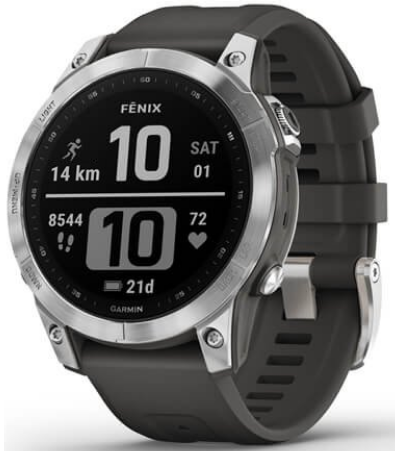 Умные часы Garmin Fenix 7 серебристый с графитовым силиконовым ремешком