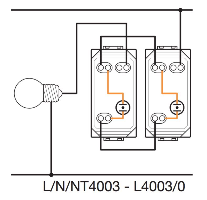 Как подключить проходной выключатель (схема подключения) Bticino LivingLight белый.