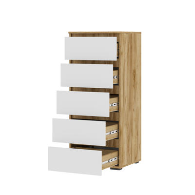 Хелен КМ 03 Комод 5 ящиков 500х1190х465 дуб крафт золотой/белый