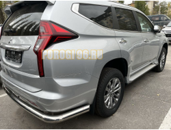 Защита заднего бампера угловая большая d76 для Mitsubishi Pajero Sport (2021-...)