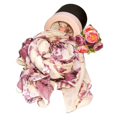 Шарф "Розы" женский Zaro в подарочной коробочке, 100% хлопок, 175х80см  (9 расцветок)