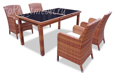 Плетеный стол MYKONOS раздвижной 210 см "тик"