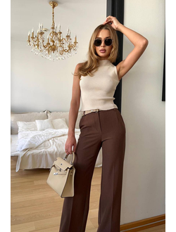 Брюки классические, прямого кроя (коричневый)