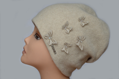 Женская шапка с бабочками Kamea Польша Matylda бежевая