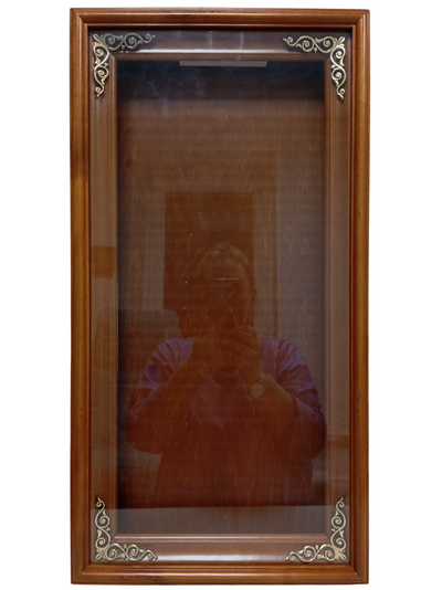 Киот деревянный с гладкой  рамой и декоративными уголками для мерной иконы размера 25х55см