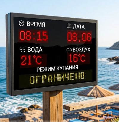 Информационное метеотабло для пляжа с  режимом купания
