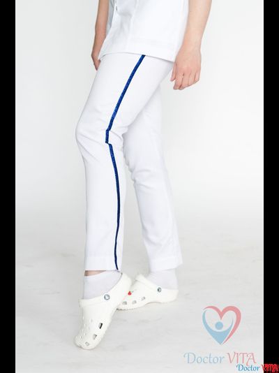 Брюки белые с синими лампасами IvaMED