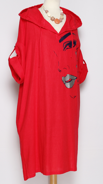 ПЛАТЬЕ БОХО  "КАПЮШОН" лицо арбуз р.50