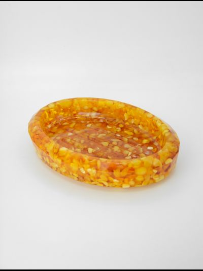 Мыльница овальная с белым янтарем