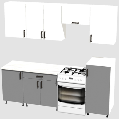 Кухня Эконом 1,8 метра с полуколонкой (1300х500) Цвет: Белый/Базальт