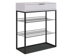 Обувница Вельвет Белое дерево/Белый матовый/Черный муар