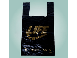 Пакет-майка ПНД Life черная (28+2х8)х54/20 мкм