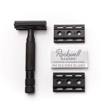 Т-образная бритва Rockwell 6S, нержавеющая сталь, черная