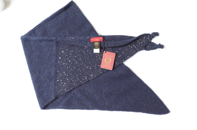 Вязаный шарф платок с пайетками синий итальянский Вицио