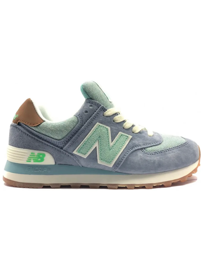 New Balance 574 серые с светло-зеленым женские