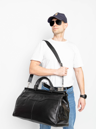 Кожаный саквояж Otranto black (арт. 4006-01)