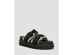 БОСОНОЖКИ DR. MARTENS MYLES SUEDE FUR-LINED BUCKLE SLIDE