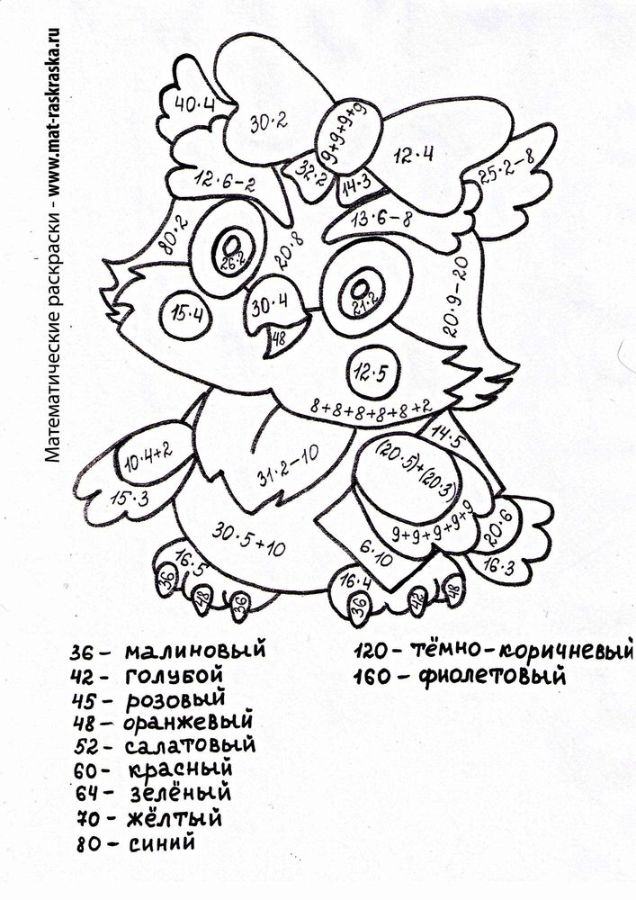 Раскраска Таблица умножения распечатать бесплатно