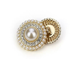 ПУГОВИЦЫ МЕТАЛЛИЧЕСКИЕ СО И СТРАЗАМИ И ЖЕМЧУГОМ, 25 мм. 50 шт. РК-000200. Цвет: перламутровый