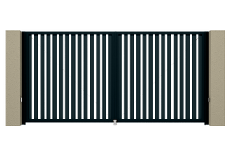 Распашные ворота Алютех Prestige с заполнением из алюминиевых экструдированных профилей 3750х2085мм