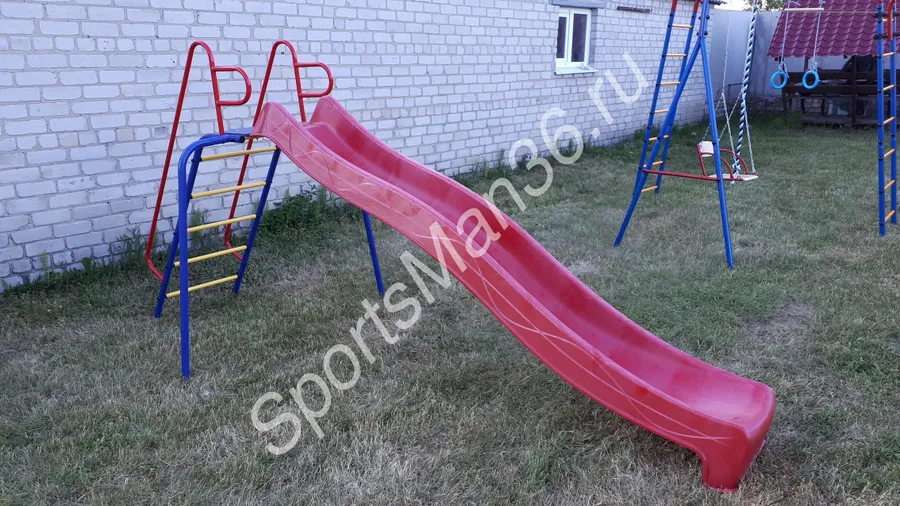 подставка для детской горки + скат S-line 3 м красный