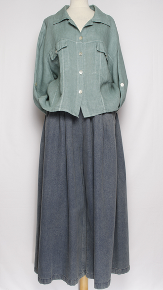 Блуза-жакет лён "КЛАПАНЫ КАРМАНЫ" трава, хаки, морская волна р.48-54