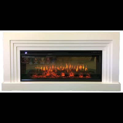 Линейный электрокамин Сильвер белый с очагом FreeSpace 50 LED FX QZ