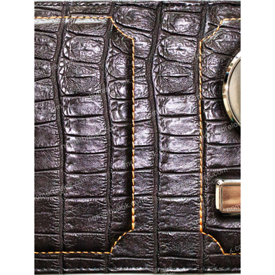 «КРОКОДИЛ» КОЖАНАЯ ОБЛОЖКА ДЛЯ АВТОДОКУМЕНТОВ В КОМПЛЕКТЕ С ЛИНЗАМИ. ЦВЕТ: ТЁМНО-КОРИЧНЕВЫЙ