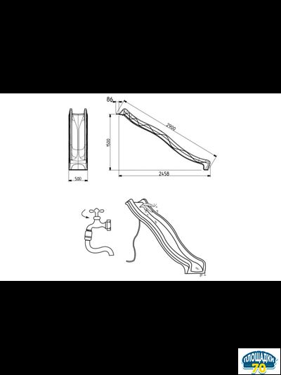 Горка детская - Скат Tsuri (Тсури) 3 метра Салатовый