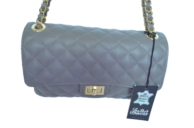 Серая сумка из натуральной кожи Италия